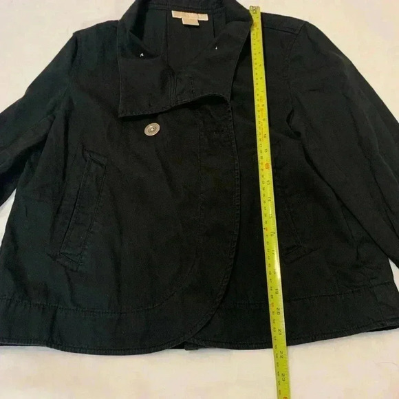 Michael Kors Women's Utility Jacket 6 Button Black Pockets Sleeve Buckle Size L - Picture 11 of 14